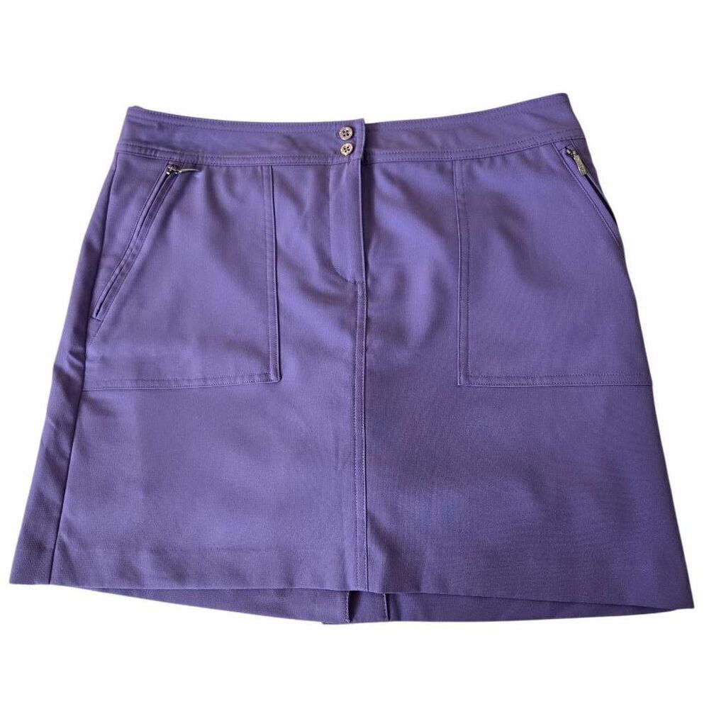 IZOD Womens Zip Fly Zippered Pockets A-line Athletic Golf Skort Purple Small